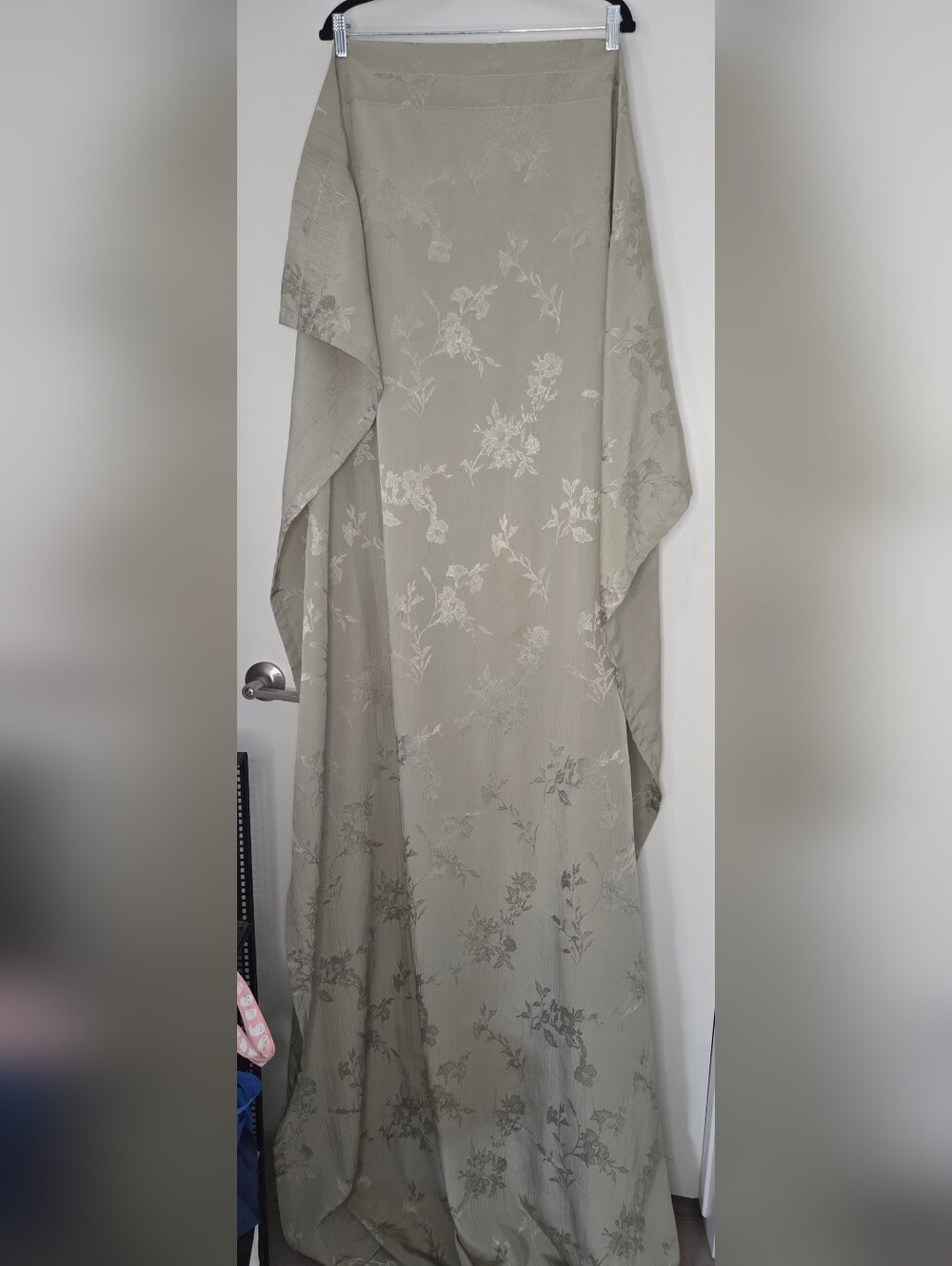 90s Vtg JCPenney Home Collection Sage Floral Brocade Curtain Panels Set Of Three
